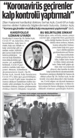 Koronavirüs Geçirenler Kalp Kontrolü Yaptırmalı