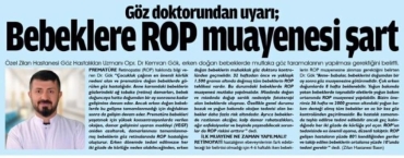 Prematüre Bebeklerde Rop Muayenesi